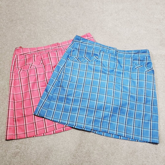 Izod Pants - IZOD XFG 2 Pack Bundle Lot of Golf Skort Skirt Shorts Mini Pink Plaid Women's 2